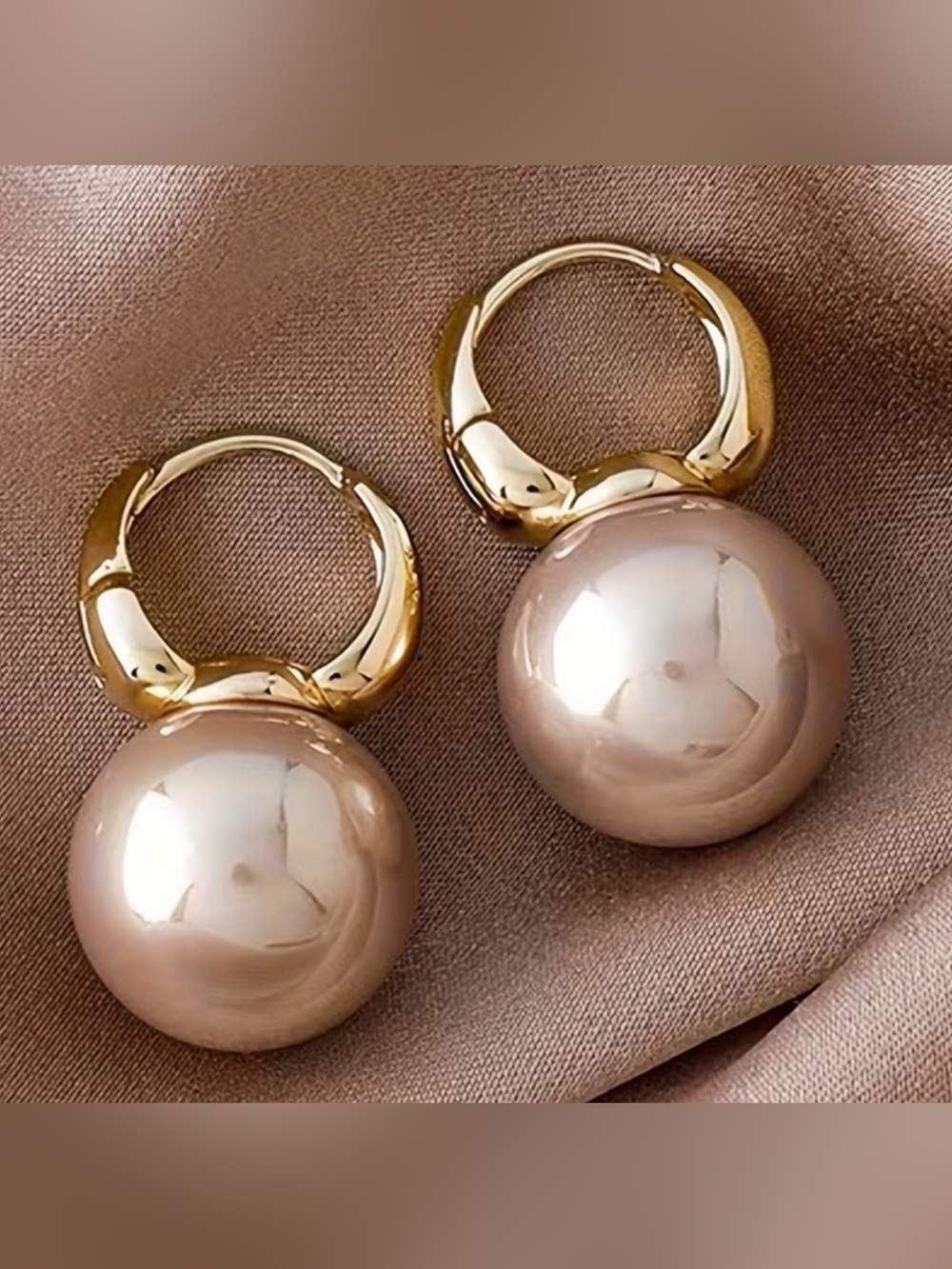 Champagne Pearl Huggie Earrings